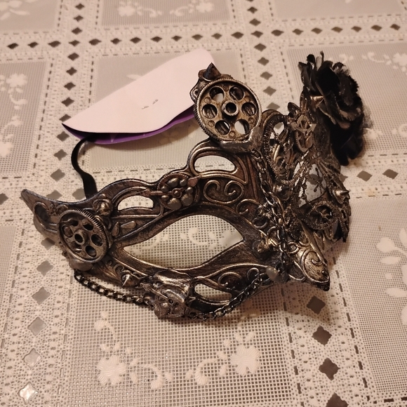 🆕 Silver Steampunk Eye Half Mask, New - Picture 7 of 10